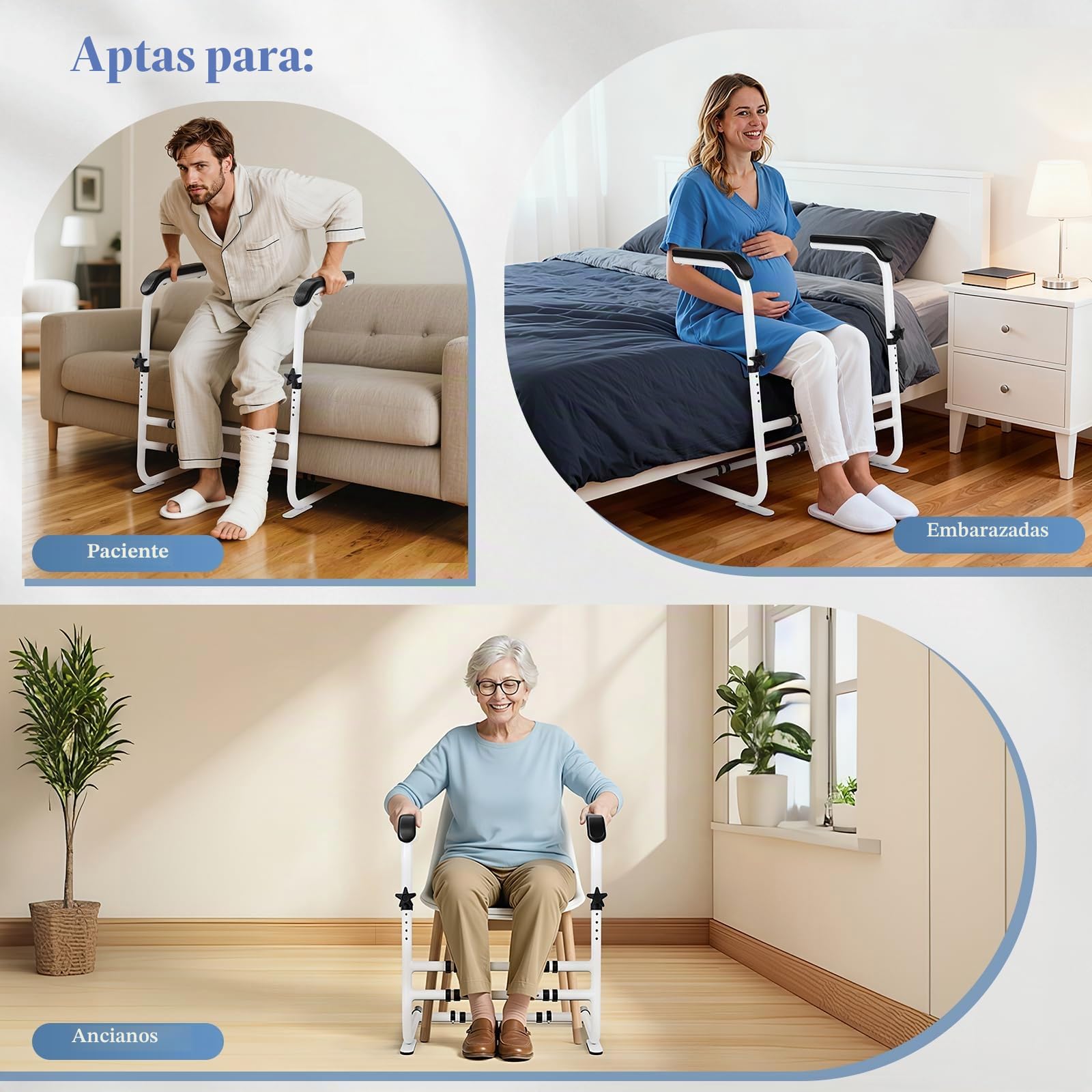 Soporte para Levantarse del Sofá, Ayuda para Levantarse con 6 Alturas y Anchos Ajustables, Construcción Robusta, Ayuda para Levantarse de la Silla de Sofá para Personas Mayores, hasta 204 kg