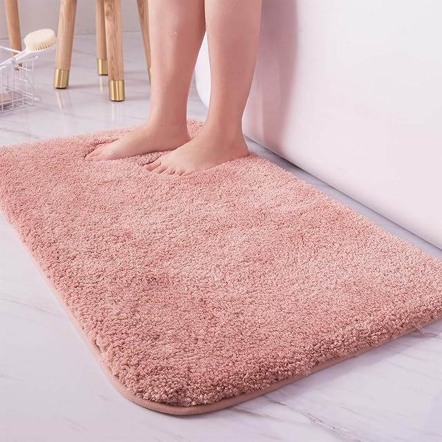 Water Absorbent Bath Mats, Astoryou Super Soft Bath Rugs Floor Mat Anti-Skid Bedroom Area Rugs Fluffy Shaggy Area Carpet Nursery Rugs Kids Mat Suitable For Bathroom/Bedroom/Kitchen (Pink, 31.5*19.7in)