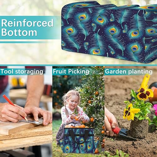 Miniatura 7 de Bolsa de herramientas de jardín de plumas de pavo real para mujeres y hombres, bolsas de almacenamiento de herramientas de jardinería con 10