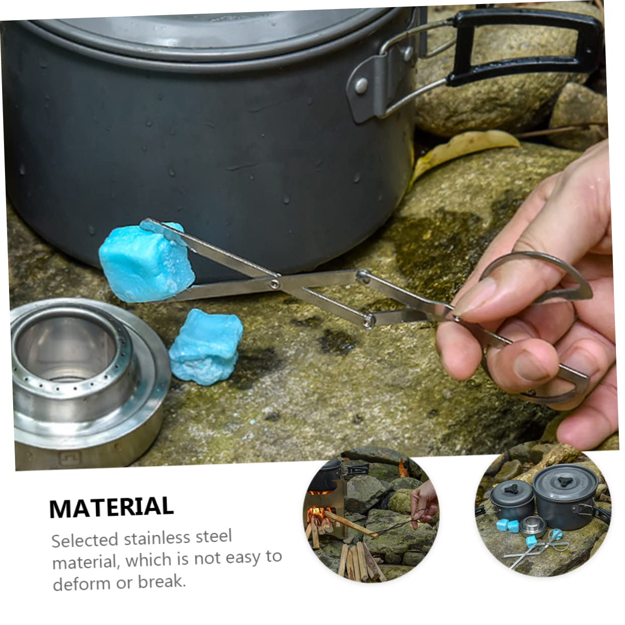 MAGICLULU 3pezzi Pinza Per Barbecue Acciaio Inossidabile Clip Per Legna Utensili Da Cucina Per Grigliate e Picnic Design Pieghevole e Pratico Per Esterni