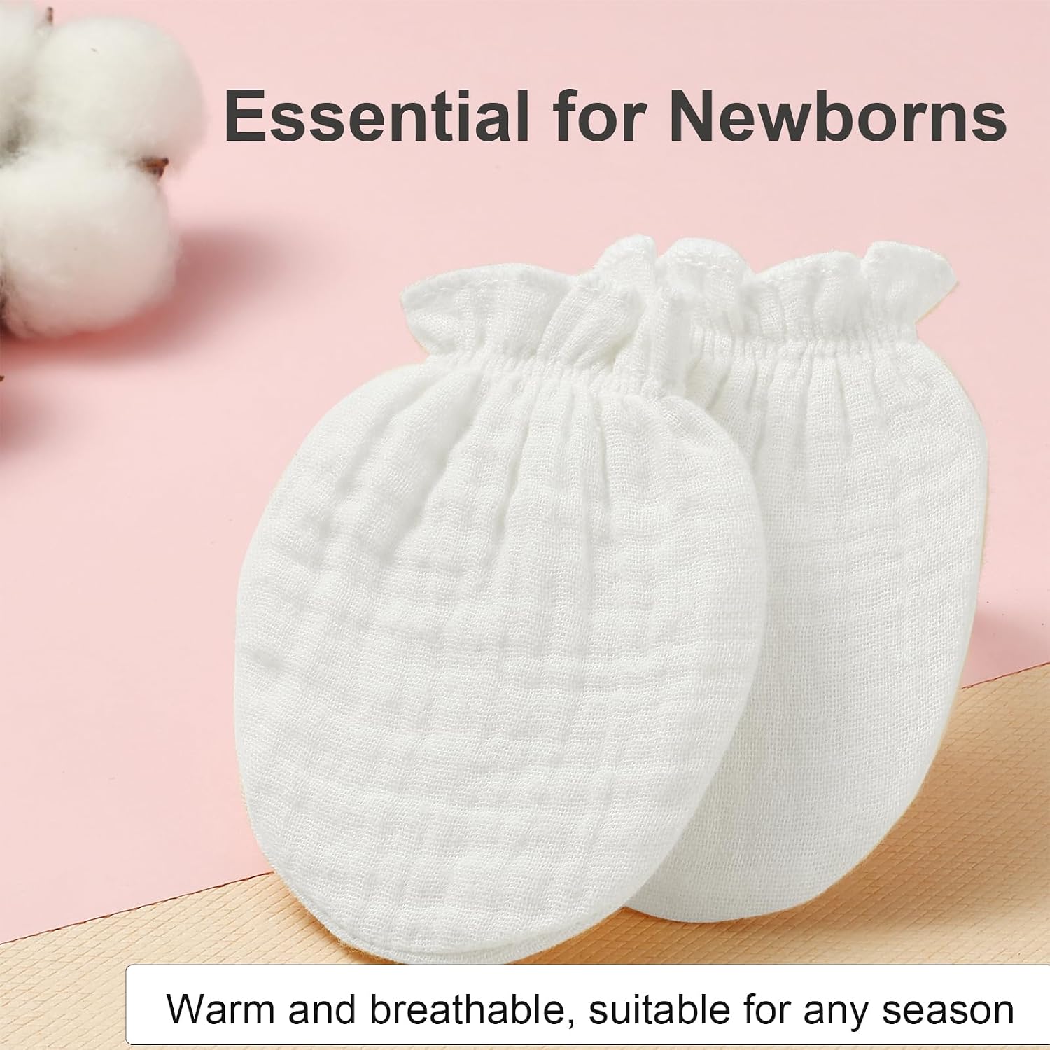 MOMSMENU Baby Mittens Newborn Muslin Soft No Scratch 0-6 Months 6-Pack
