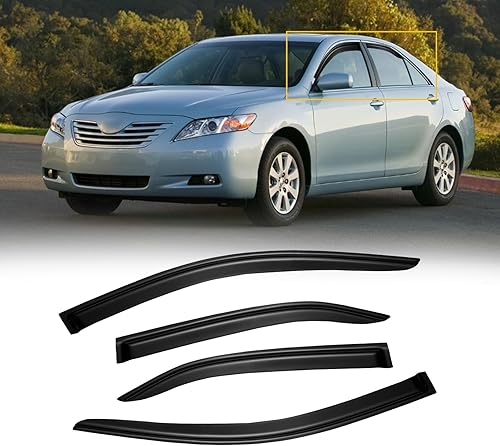 CMVT Auto Viseras de ventana para Toyota Camry 2007-2011, protectores de lluvia, deflector de sombra de ventilación, color humo oscuro 07 2008 2009
