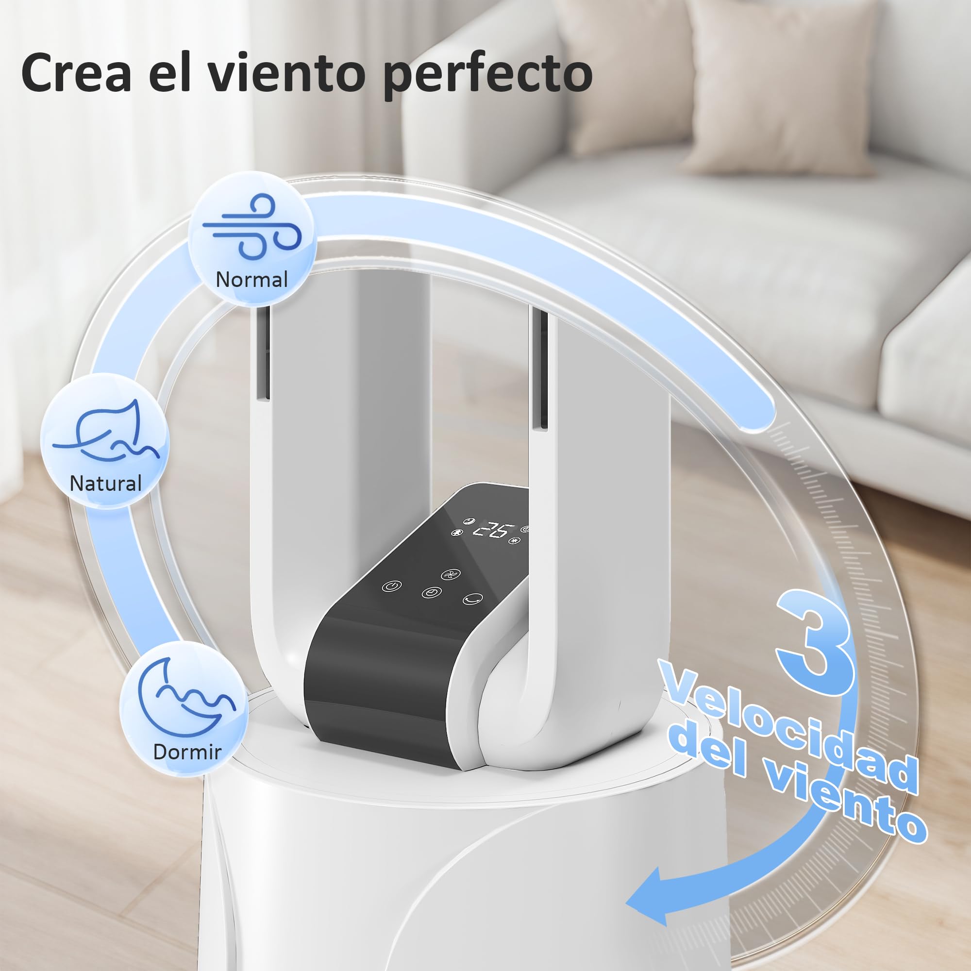 HOMCOM Climatizador Evaporativo 3 en 1 sin Aspas Enfriador de Aire 90 W Depósito de 1,7L Temporizador hasta 15H 3 Velocidades 4 Modos Oscilación 70° Mando a Distancia Cajas de Hielo para Hogar Blanco