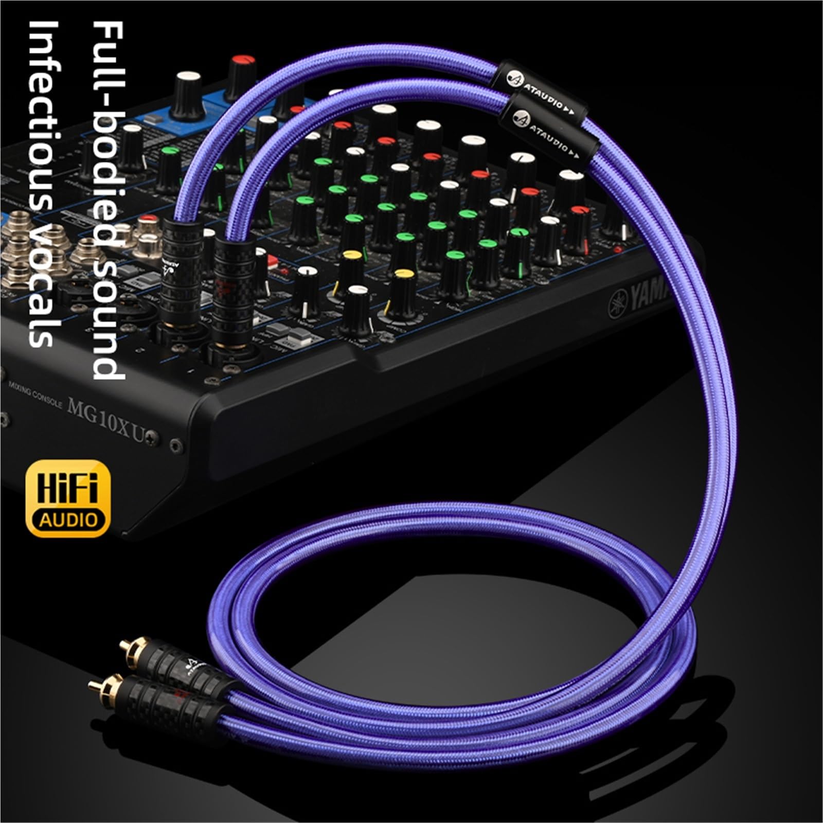 HiFi Dual 6,35 mm na Dual RCAA kabel audio, Hi-End, posrebrzany, 6,5 mm TS na RCAA do wzmacniacza, miksera, głośnika (2 m)