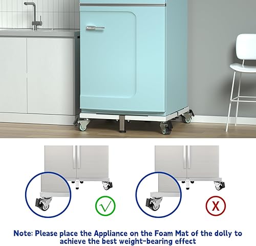 Miniatura 6 de Soporte de acero resistente para refrigerador con ruedas, base móvil, soporte universal ajustable para lavadora, base multifuncional, mueble para