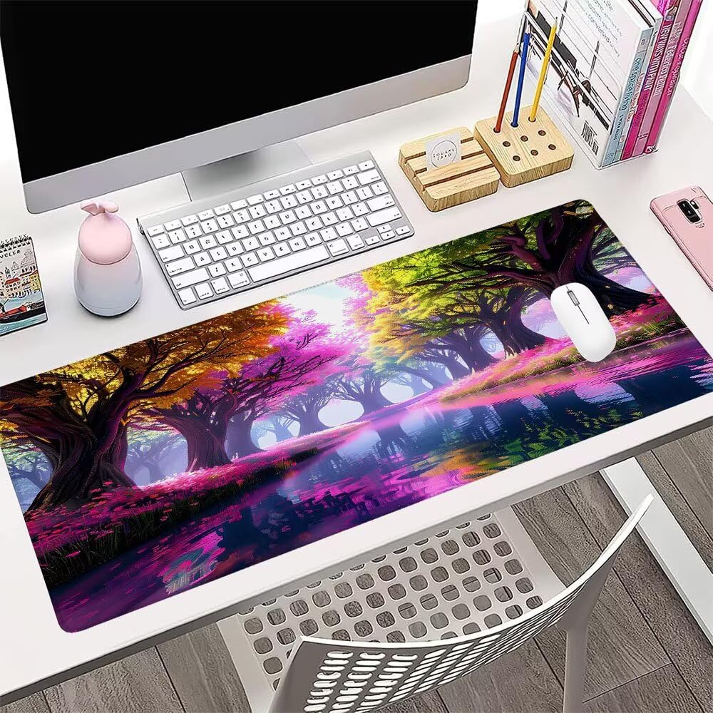 Tappetino Mouse Gaming xxl Accessori Scrivania Ufficio Colore Albero Grande Tappetino Mouse e Tastiera Sottomano da Scrivania 1200x600x3mm Base Antiscivolo, per PC Gamer Laptop Studio Casa d-193