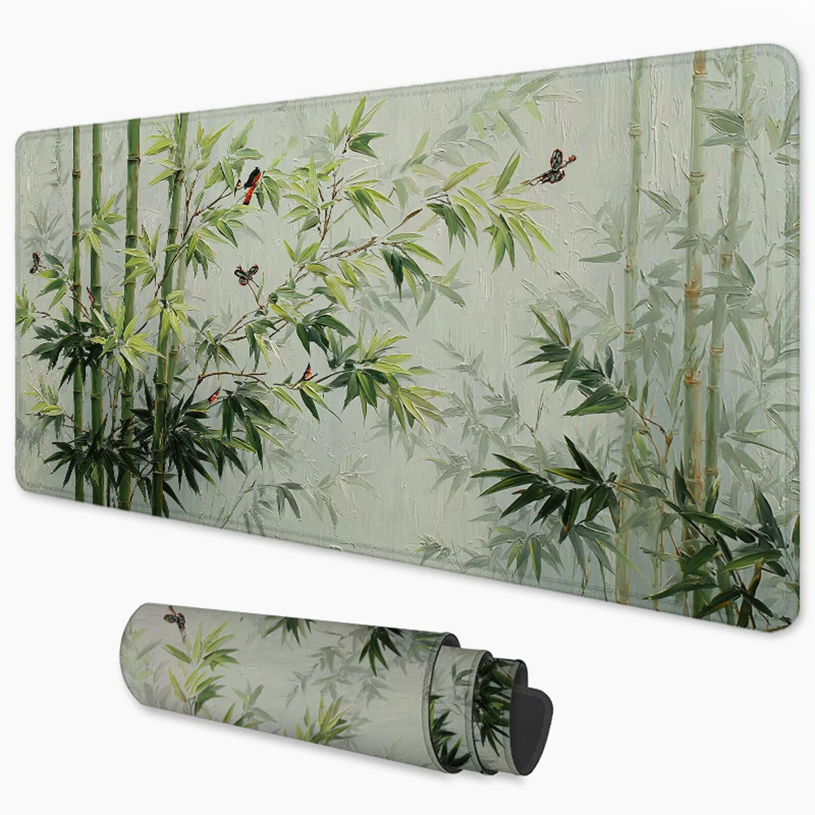 Podkładka pod mysz krajobrazową XXL 1200 x 600 mm bambusowa podkładka pod mysz na biurko z wodoodporną powierzchnią i antypoślizgową podstawą, podkładka pod mysz do biura, komputera, poprawia