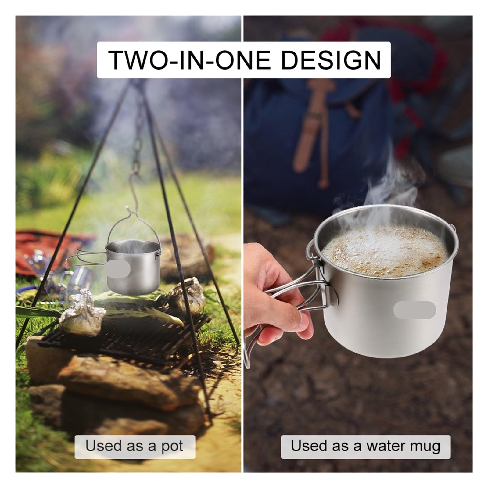 Generico Compatibile con Tazza da Appendere Portatile Ultraleggero Coperchio e Manico Pieghevole, Campeggio all'aperto, Escursionismo, Zaino in Spalla
