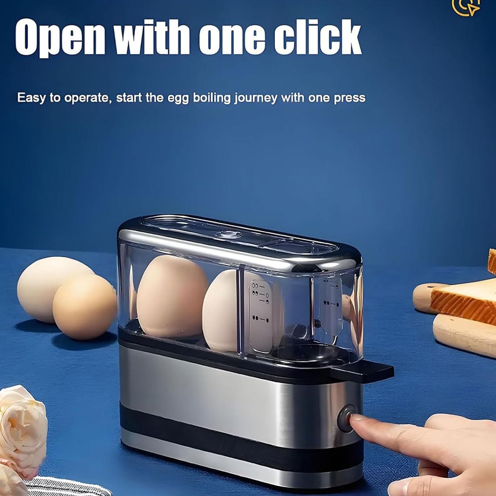Cocedor de Huevos Inteligente 250W, Eléctrico para 2 Huevos