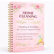 Home Cleaning Planner & Checklist Book for Women Adults Daily, Weekly & Monthly Cleaning Schedule and Checklist, Housekeeping Organizer with Cleaning Lists, Spiral Bound Cleaning Book Planner