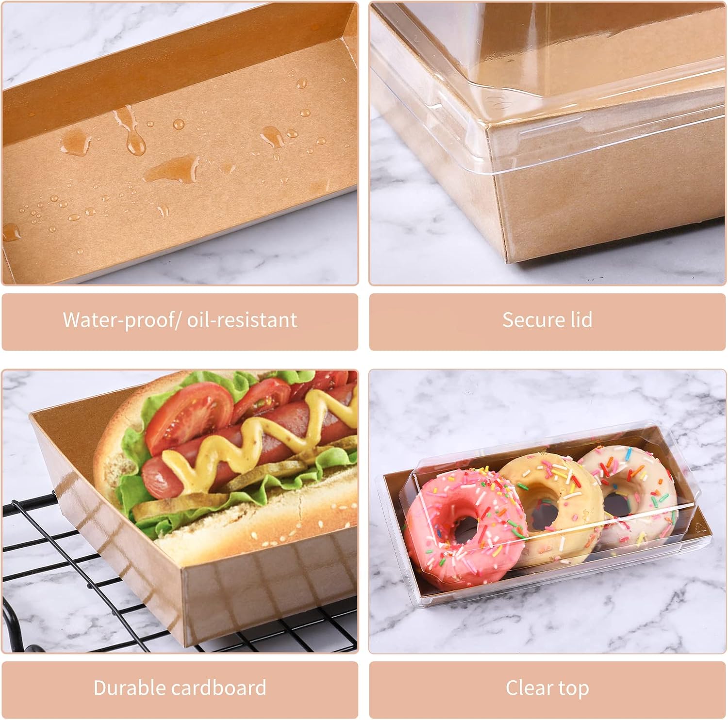 Charcuterie Boxes with Clear Lids, Kraft Bakery Boxes, Cookie Boxes