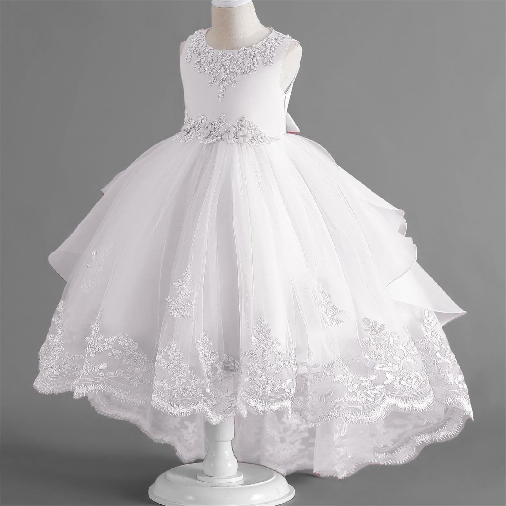 FStory&Winyee Mädchen Tüllkleid Kinder Tutu Rosa mit Stickerei Baby Outfits Dress up Set für Partys Geschenk Geburtstag Strand Blumenmädchen Kindergarten Weihnachten
