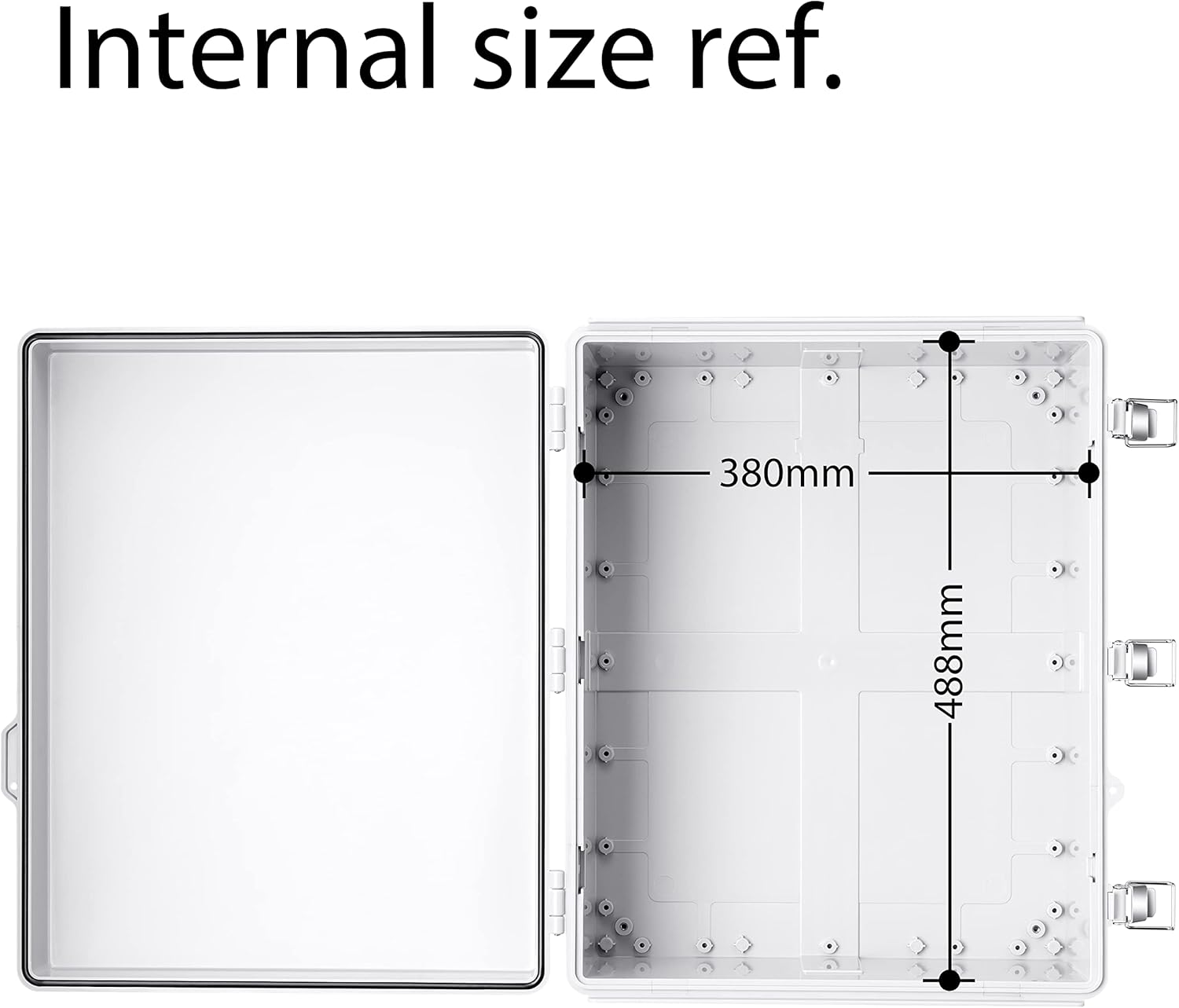 Junction Box, IP67 Waterproof Plastic Enclosure for Electrical Project, Hinged Grey Cover, Includes Mounting Plate and Wall Bracket 510×410×200mm (20"×16.1"×7.9")