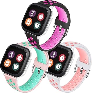 Mengudig 3 Pack Compatible with Gizmo Watch Band Replacement Gabb Watch Bands Syncup Kids Watch Band,Breathable Soft Silicone Watch Bands for Kids Verizon Gizmo Watch 3 2 1