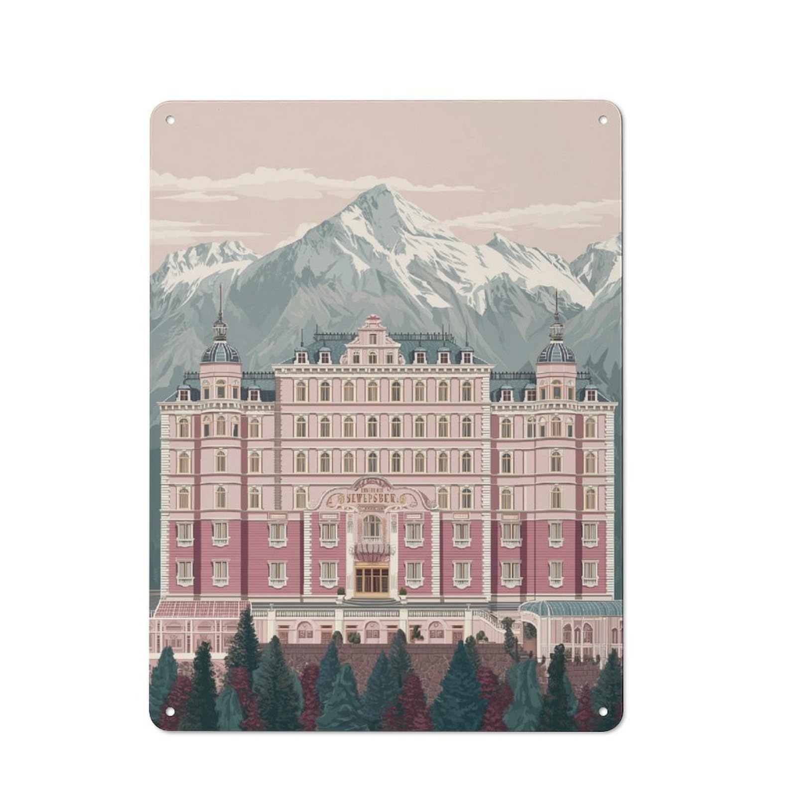 Vintage Grand Hotel in Mountains Bistro Metal Sign 40x30cm, Bistro Wall Plaque for Takeaway, Bar, Kitchen Or Counter Area