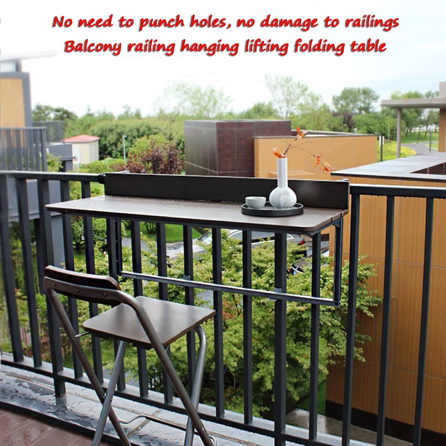 Adjustable Outdoor Folding Balcony Railing - Multi-Functional Deck Guard with Hanging Design for Patio Safety (L80*W37cm) - Perfect for Balconies and Decks