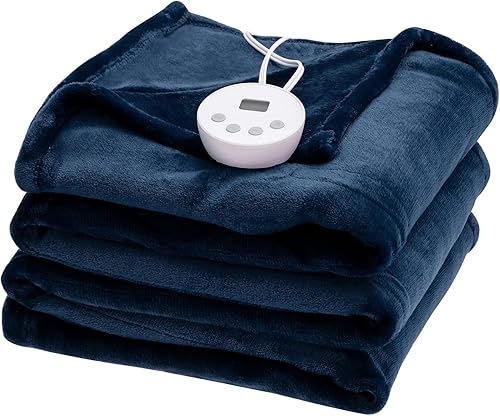 Onnertune - Manta eléctrica tamaño individual de 62 x 84 pulgadas, mantas térmicas de franela con controlador, 10 niveles de calefacción, apagado