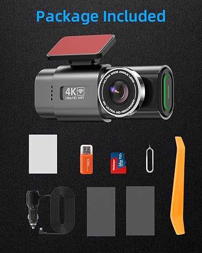 Miniatura 6 de Cámara de tablero frontal y trasera con WiFi, 4K1080P, cámara pequeña de tablero de 1.47 pulgadas para automóviles, cámara DVR UHD 2160p para