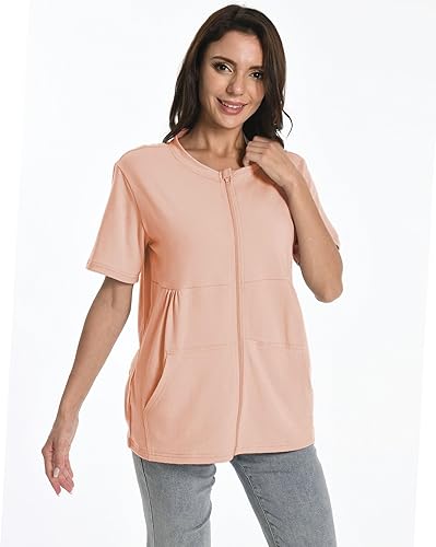 Miniatura 4 de Camisas con cremallera para después de la mastectomía y bolsillos de drenaje, ropa imprescindible para recuperación de cirugía, cómodas camisas de