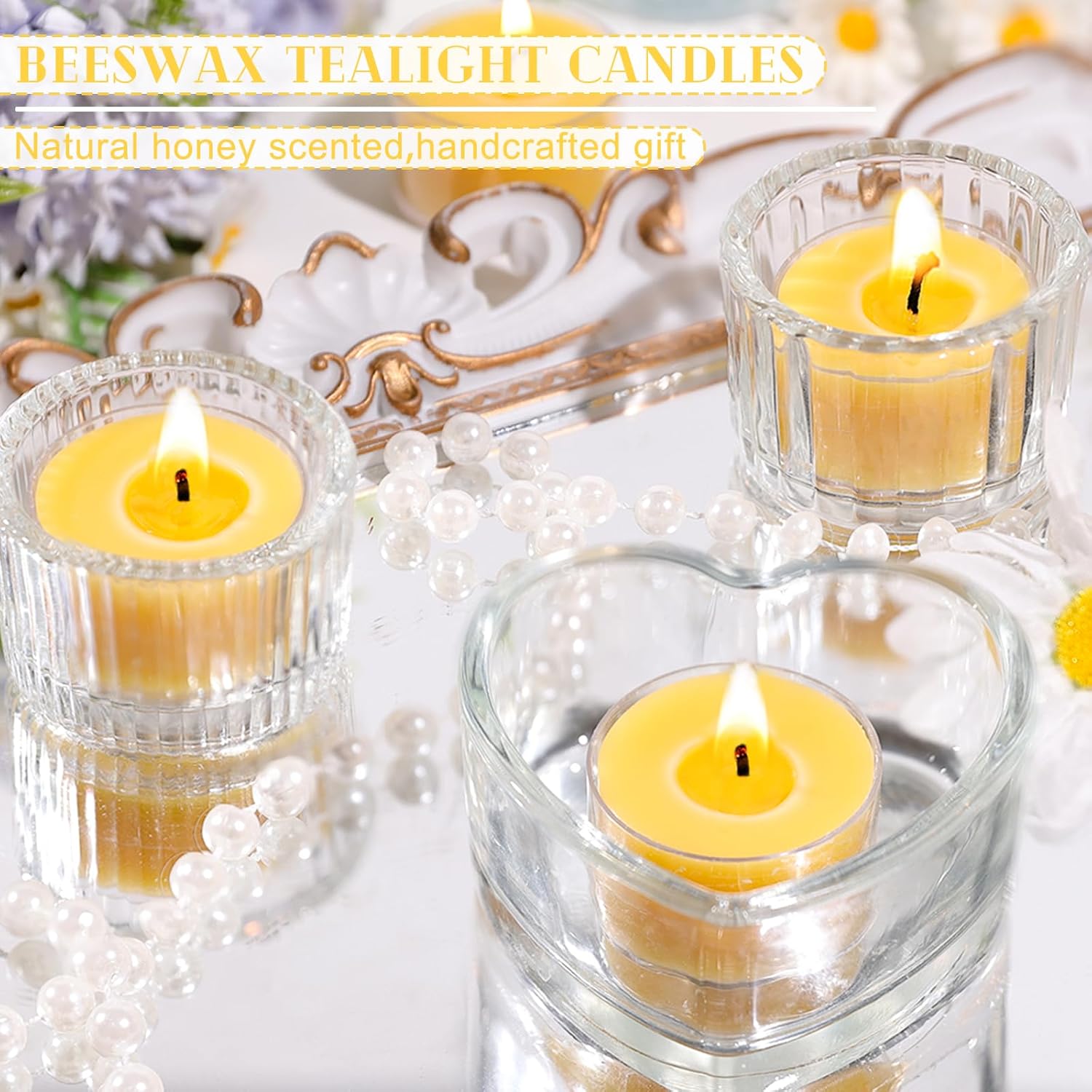 6 Hours Beeswax Tealight Candles, Pure Beeswax Candles Extended Burn Time 36 Packs Beeswax Tea Lights Burn Evenly and Clean Bees Wax Tealight Candles Bulk for Relaxing Air Purification - Image 2