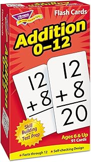 Trend Enterprises: Math Skill Drill Flash Cards, Addition 0-12, Self-Checking Cards to Practice and Master, Great for Skill Building and Test Prep, 91 Cards Included, Ages 6 and Up