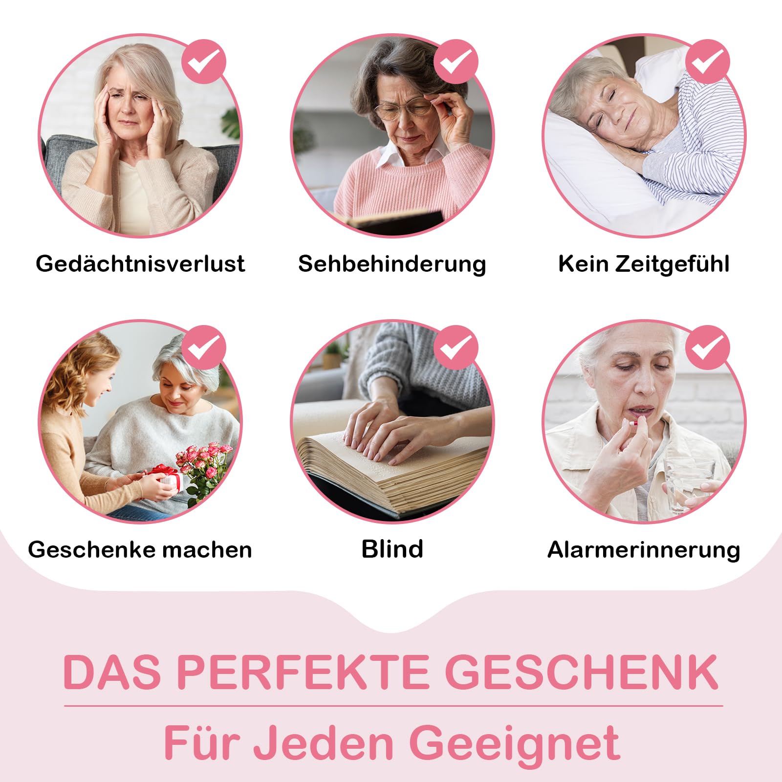 Hearkent Damen Sprechende Funkuhr für Senioren,Blinde–Deutsche Sprachansage