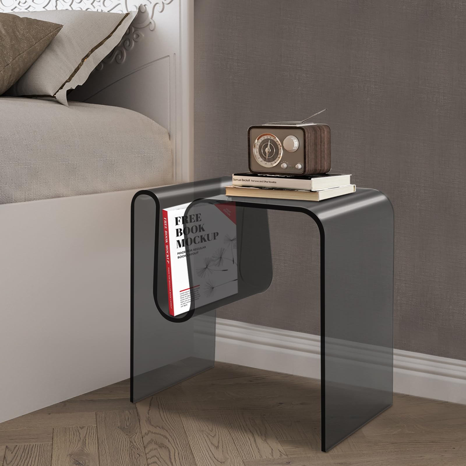 Sofa-Aufsätze in M-Form aus Acryl, Beistelltisch für Wohnzimmer, Schlafzimmer, Büro, Café, Schlafsaal, Wohnung, Tee-Restaurant, Balkon (schwarz)