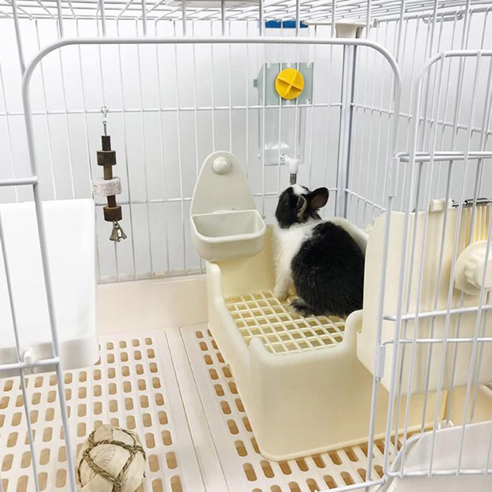 Conejera con ruedas, plataforma extraíble y bandeja extraíble para animales pequeños, ideal para conejos, hurones, ratas, cobayas y chinchillas