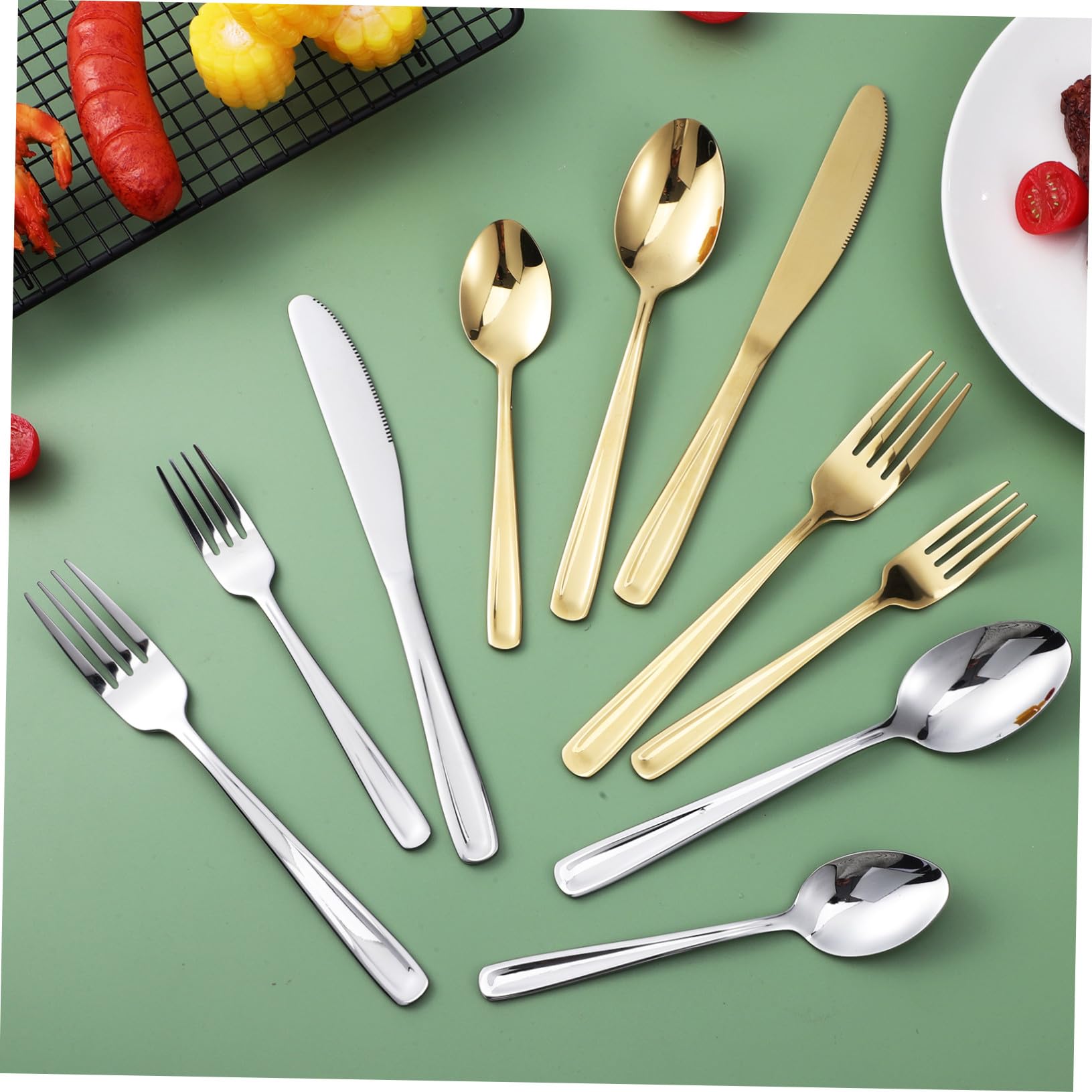 ULTECHNOVO 2set Posate in Acciaio Resistente Per Bistecche Cucchiai e Forchette Stoviglie Resistenti Per Cucina e Tavola Utensili Da Portata