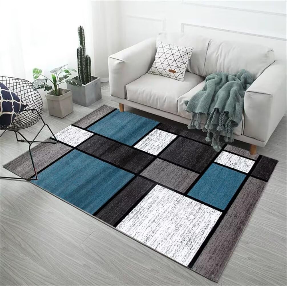 Tapis de salon gris résistant à l'usure 60x110 motif géométrique pour entrée