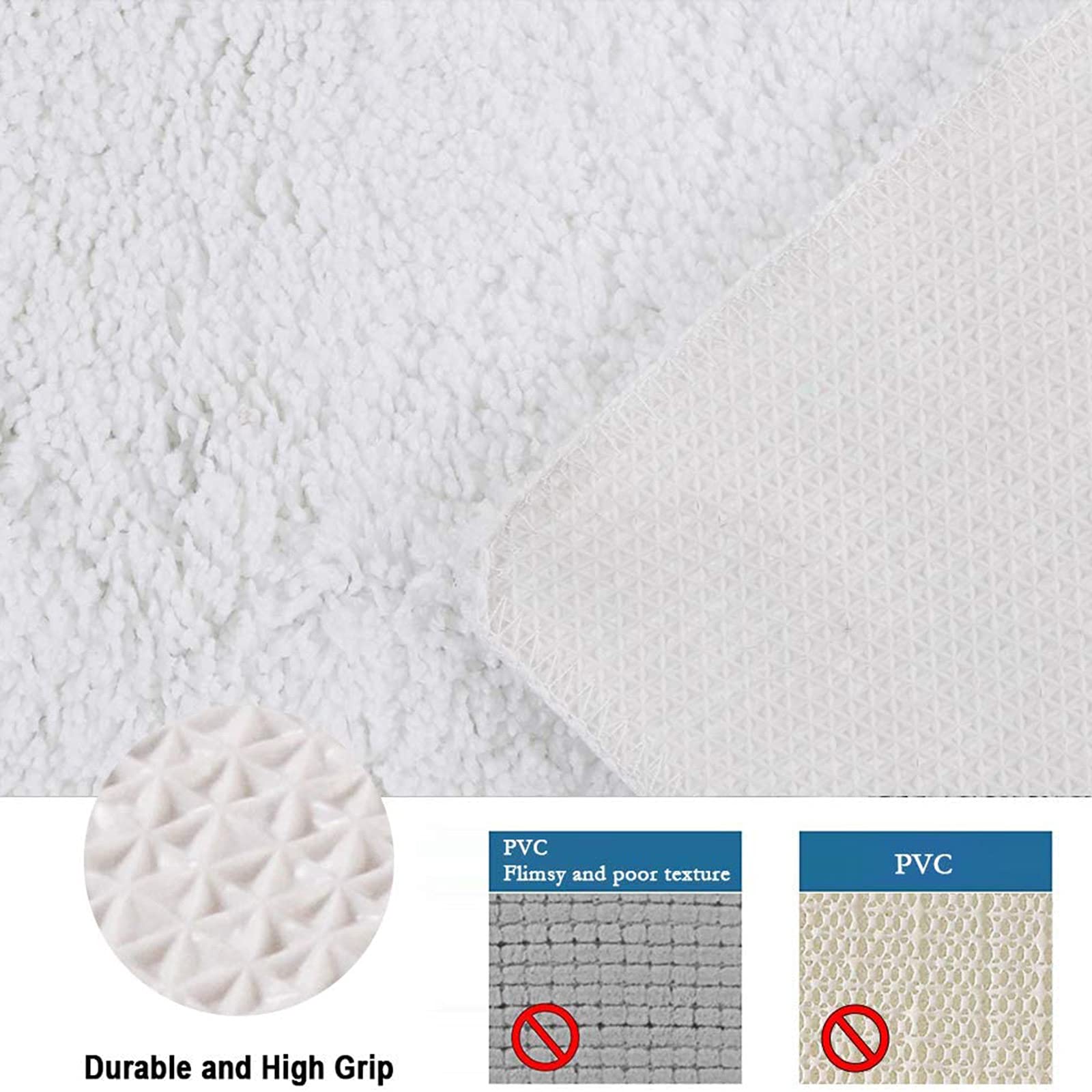 Alfombra de baño de microfibra antideslizante y esponjosa de 45 x 110 cm, alfombra de ducha suave de secado rápido, lavable, perfecta para uso doméstico y hotel, elegante diseño blanco