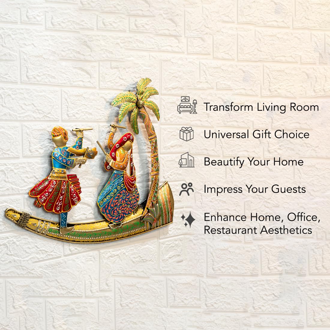 Ekhasa Nostrae Rajasthani Dancers Metal Wall Decoration Items for Living Room, Bedroom | Rajasthani Art Sculpture for Wall Decor | Perfect Wall Hanging for Home Decor, Sofa Wall Decor & Office Decor 4