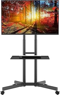 حامل تلفزيون محمول شامل لتلفزيون بلازما/LCD/ال اي دي/OLED مقاس 32-85 بوصة، عجلات، أقصى حمولة 60 كيلوجرام، أقصى حد تحمل 600 × 400 ملم