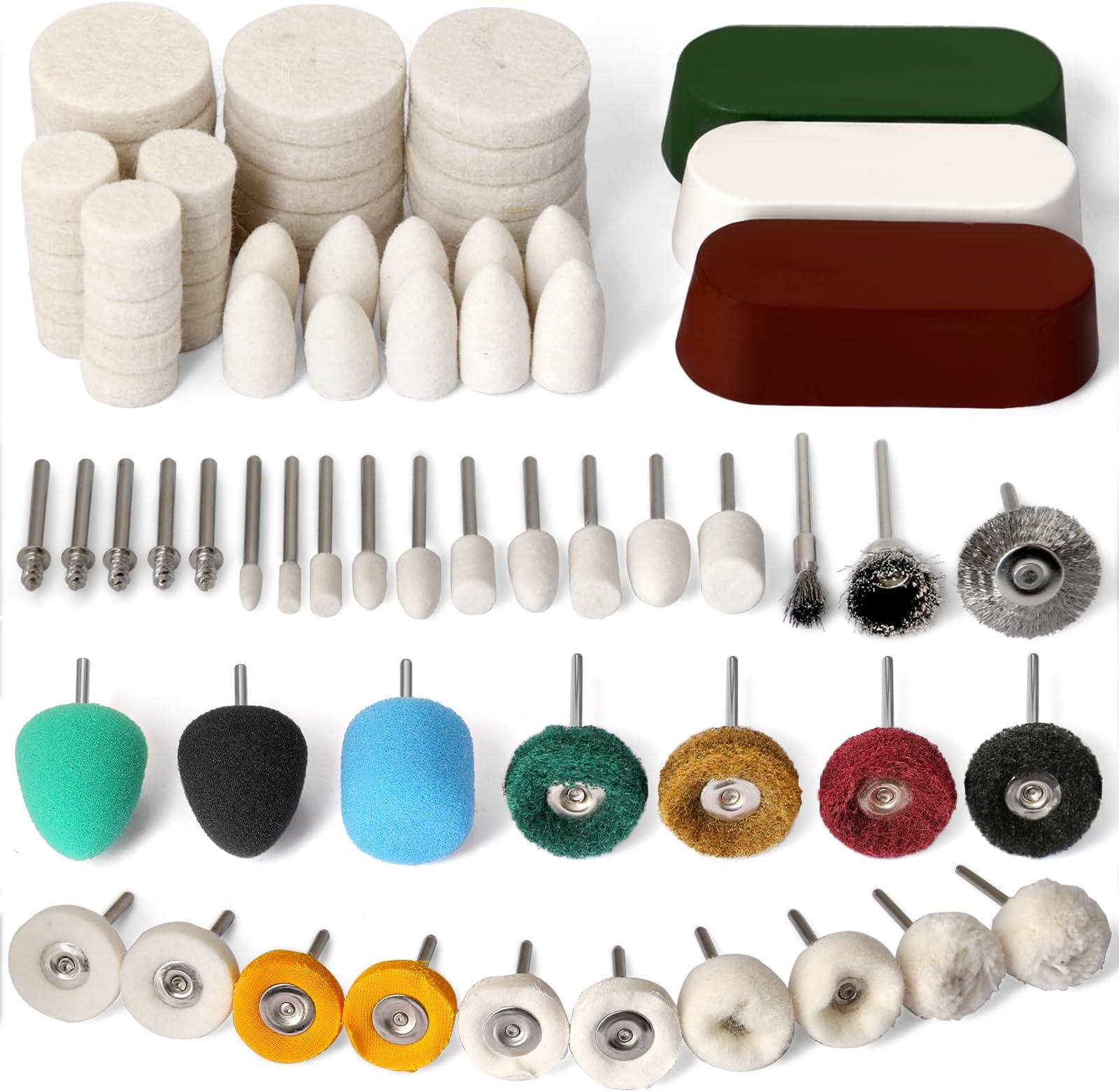 78PCS Buffing Wheel for Dremel Polishing Kit, HOMEIDOL 1/8" Shank Polishing Buffing Wheel for Dremel Tool Accessories with Buffing Compound, Abrasive Wheel Buffing Polishing Wire Brush Polishing Bits