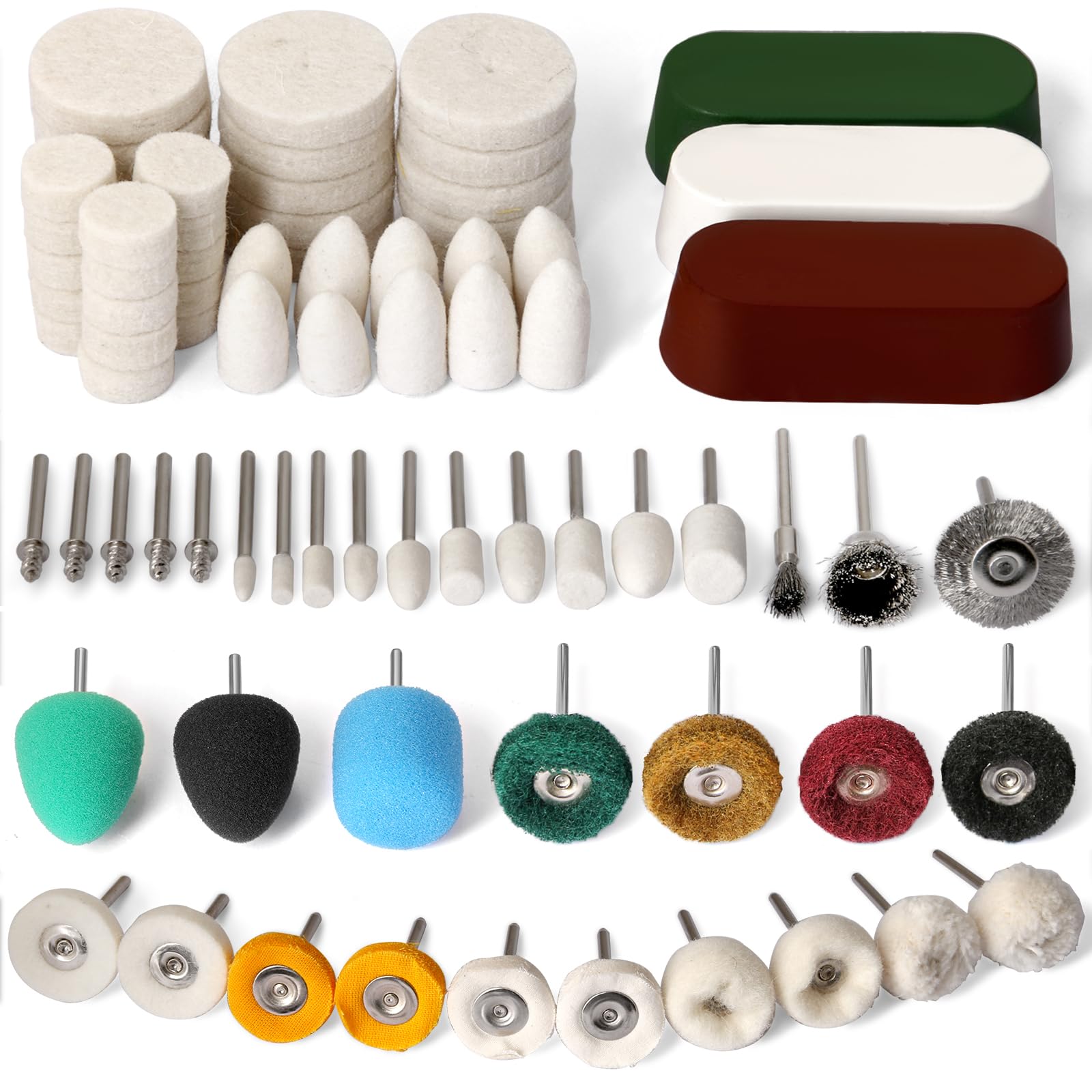 Buffing Wheels Kit - Polishing for Metal, Wood & More -8
