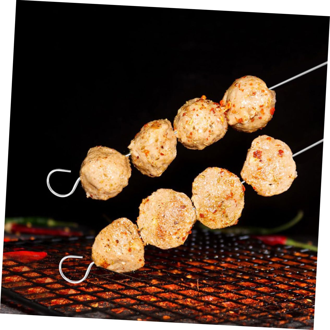 SHINEOFI 25pezzi Spiedini per Barbecue in Acciaio Inox Riutilizzabili per Grigliare Pollo Gamberetti Verdure Lunghe per Sicurezza Facili da Pulire per Campeggio e Feste