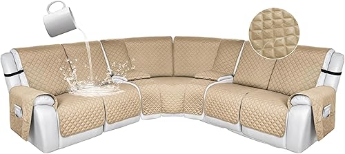 Miniatura 149 de HDCAXKJ 100% Fundas impermeables para sofá seccional reclinable en forma de L, funda de sofá reclinable acolchada lavable, fundas de esquina para