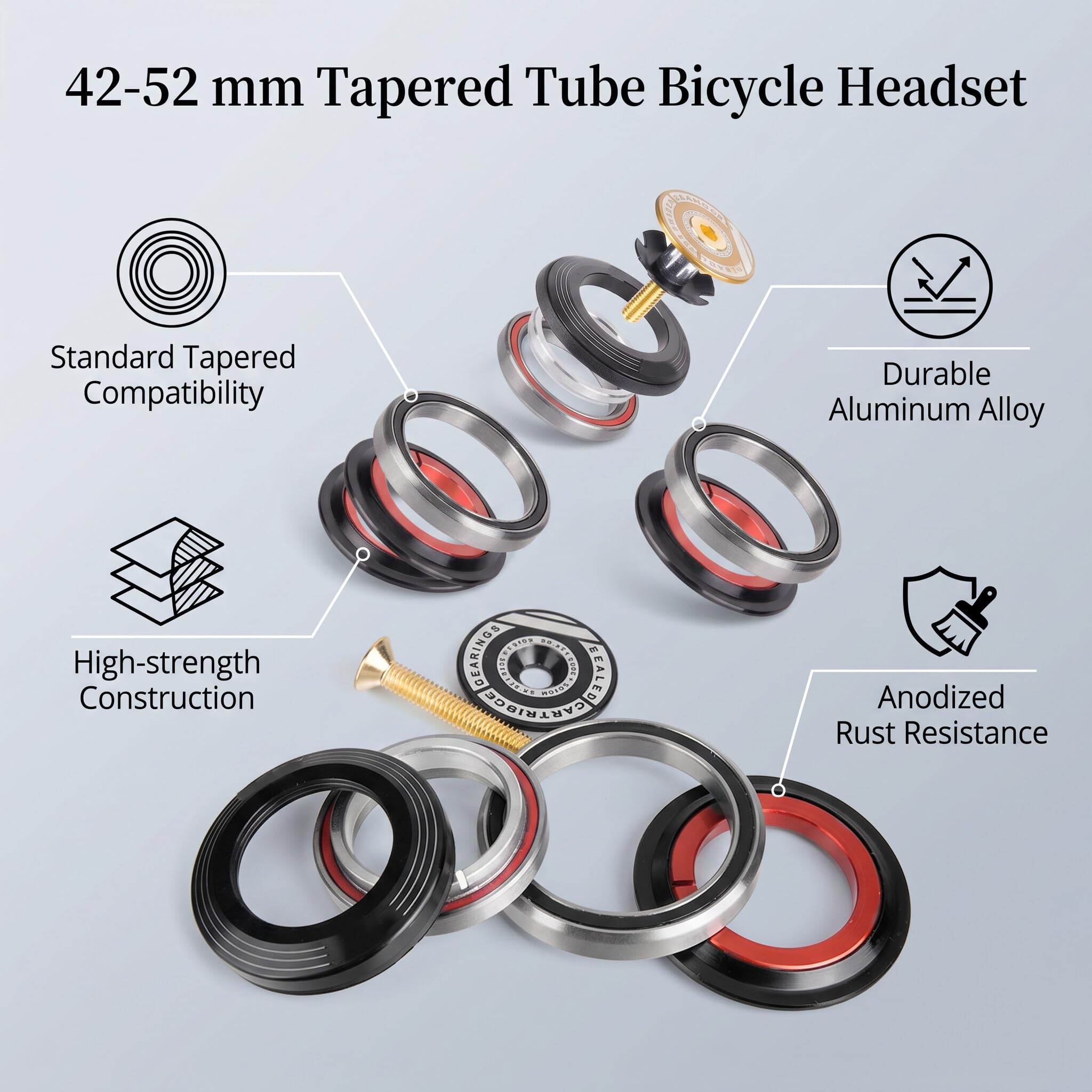 VGEBY Serie sterzo conica Roulement de Casque de vélo, Accessoire de vélo de Casque de vélo de Fourche de Casque de Fourche de 42 52mm