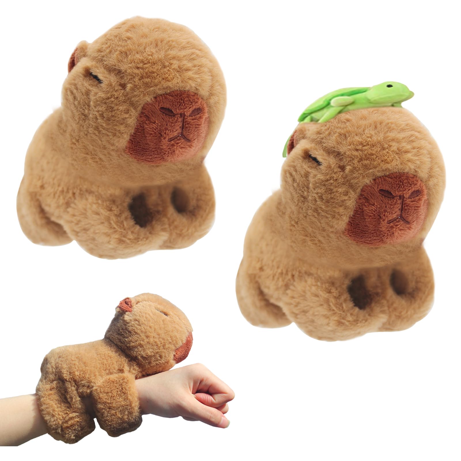 Timisea Animal Slap Bracelets,2 Pcs Capybara Slap Bracelet,Stuffed Animal Capybara Huggers Slap Bracelets,Stuffed Band for Birthday Party