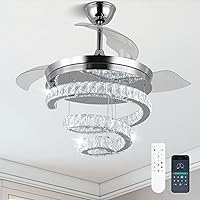 Vista 11 de FRIXCHUR Ventiladores de techo candelabro de 42 pulgadas, candelabros ventilador regulables, ventiladores de techo candelabro LED de cristal