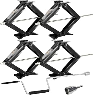WEIZE Set of 4 Camper RV Trailer Stabilizer Leveling Scissor Jacks with Handle 24" 6500lbs
