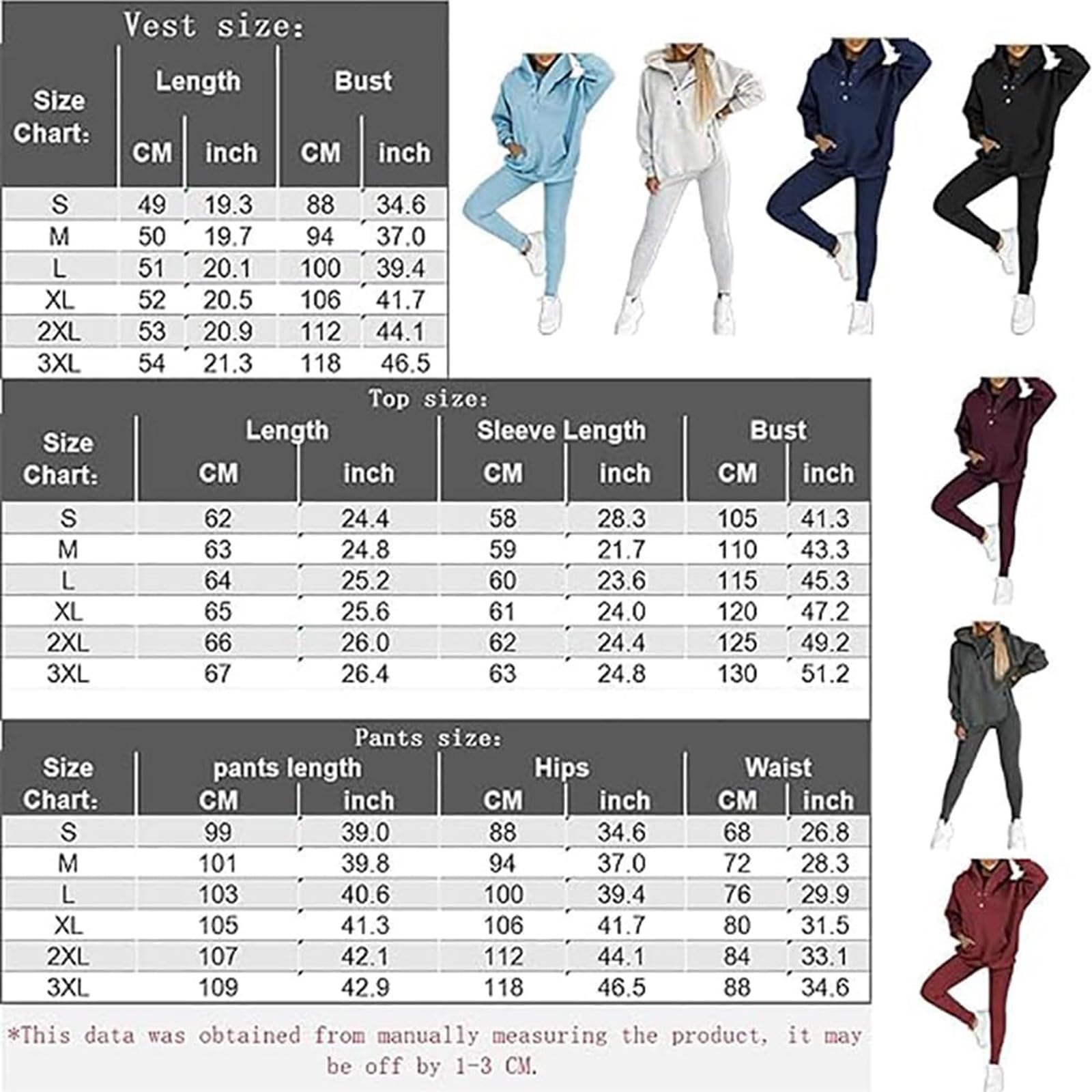 Sportanzug Damen 2 Teiler Casual Langarm Kapuzenpullover Und Hose mit Tunnelzug Und Kapuze Zweiteiler Elegant Baumwolle Große Größen Freizeitanzug Autumn Winter Outfit