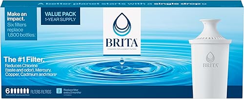 Miniatura 12 de Brita Standard Water Filter for Pitchers and Dispensers, Reduces Copper, Cadmium and Mercury Impurities, Lasts Two Months or 40 Gallons, Includes 6