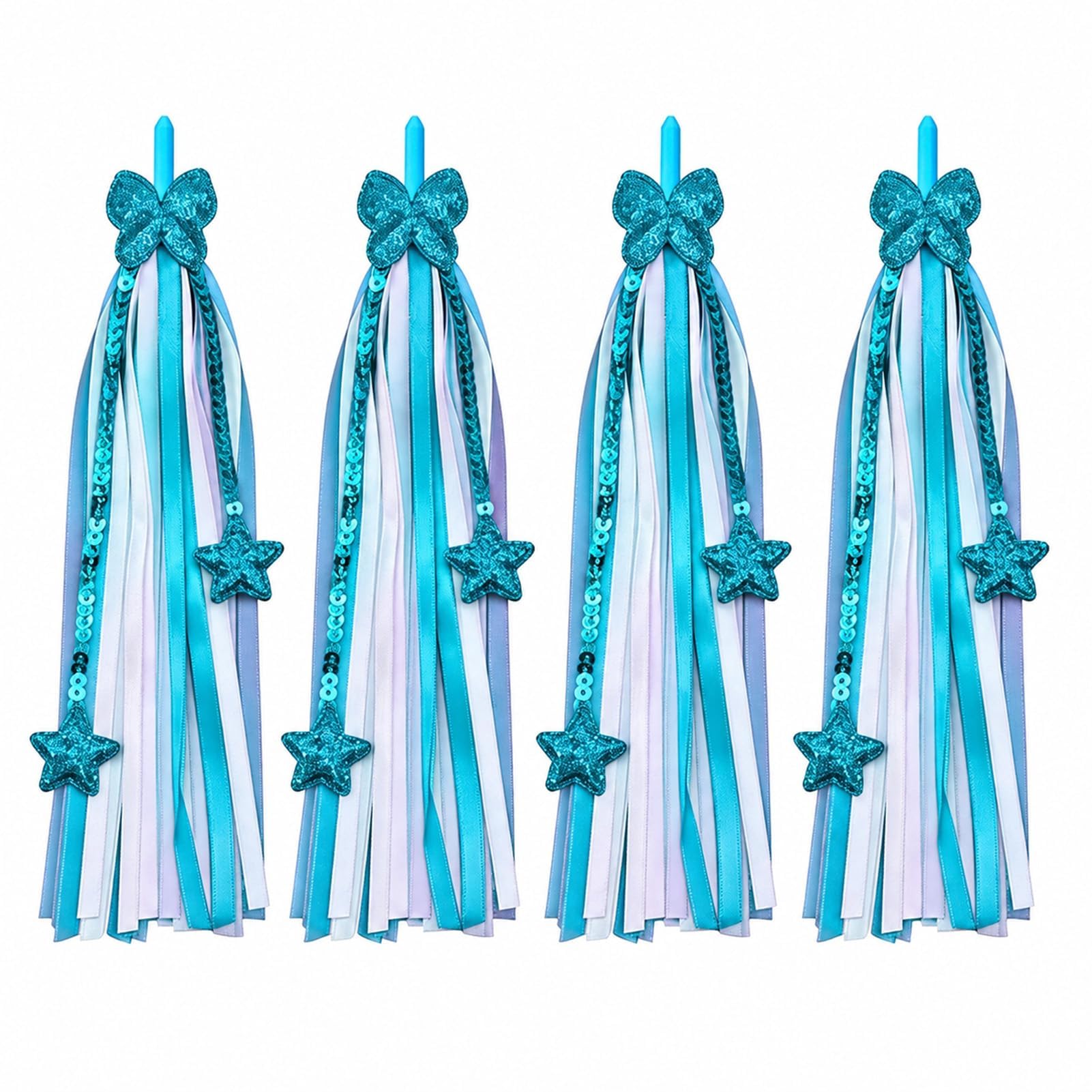 4 Pcs Bike Streamers, 10.8 Inch Colorful Handlebar Tassels for Kids Bicycle Scooter Tricycle, Girls Boys Bike Accessories, Funny Ride Decoration Ribbons (Sky Blue)