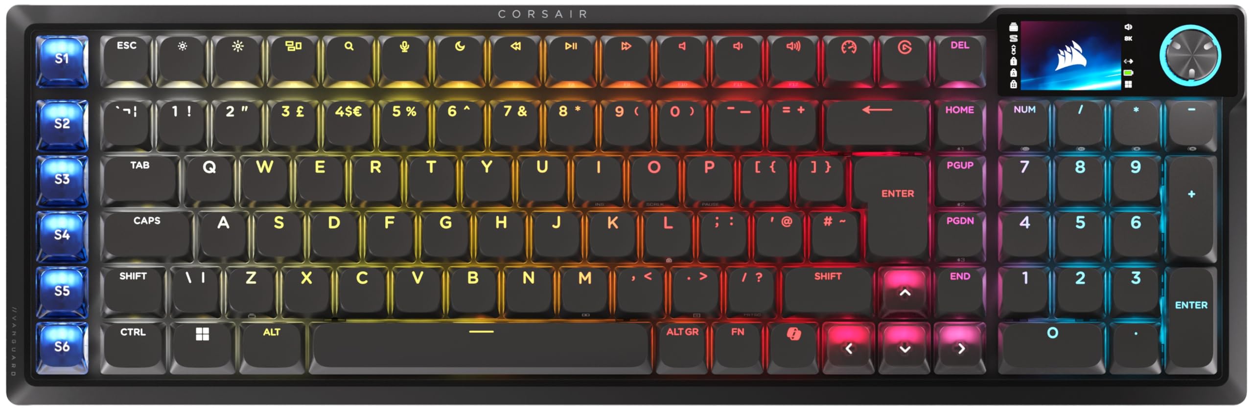 Corsair VANGUARD AIR 99 WIRELESS Low-Profile Optical-Mechanical RGB Gaming Keyboard – QWERTY UK, 99% Layout, OPX Switches, 8000Hz Hyper-Polling, Stream Deck Integration, Flashtap SOCD – Black