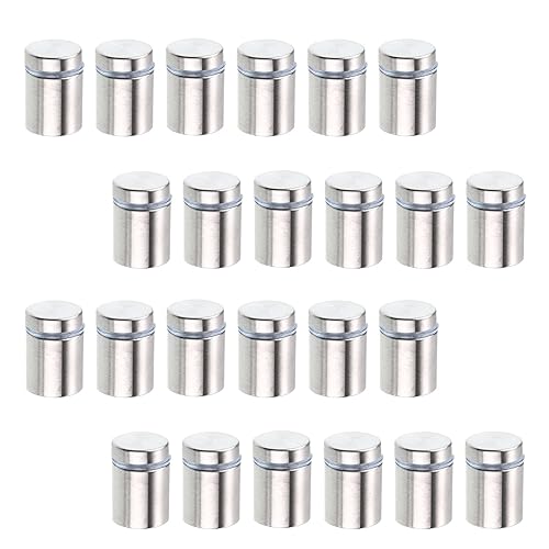 Vista 10 de Sumnacon 24 tornillos de separación de acero inoxidable de 1 x 1 pulgada, clavos de separación de letreros montados en la pared para marcos de fotos