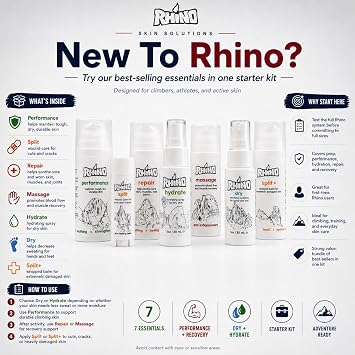 Rhino Skin Solutions Spit Hydrating Spray Aloe-Based, Non-Greasy Skin Conditioner for Climbers Fast-Absorbing Moisture Support, 1 oz