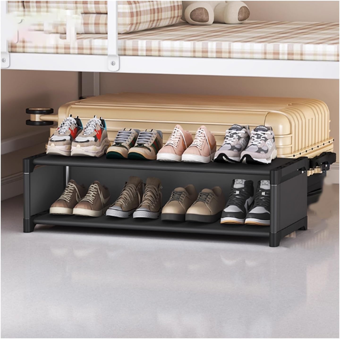 Under Bed Shoe Rack with Wheels, 3-Tier Rolling Shoe Organizer Cart for Storage, Portable Shoe Shelf for Hallway Closet Bedroom Dorm(Gray,80x43x26cm/31x17x10in)