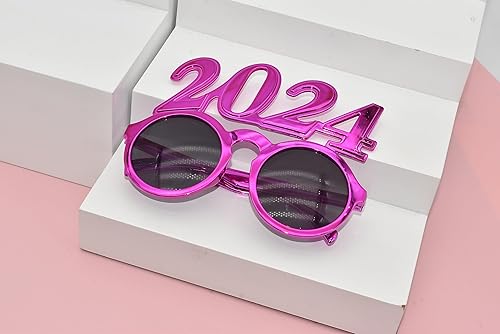Miniatura 3 de CRAWPROP 4 lentes de plástico 2024 para fiesta de Año Nuevo, suministros de fiesta de graduación 2024, accesorios de fotos para fiestas
