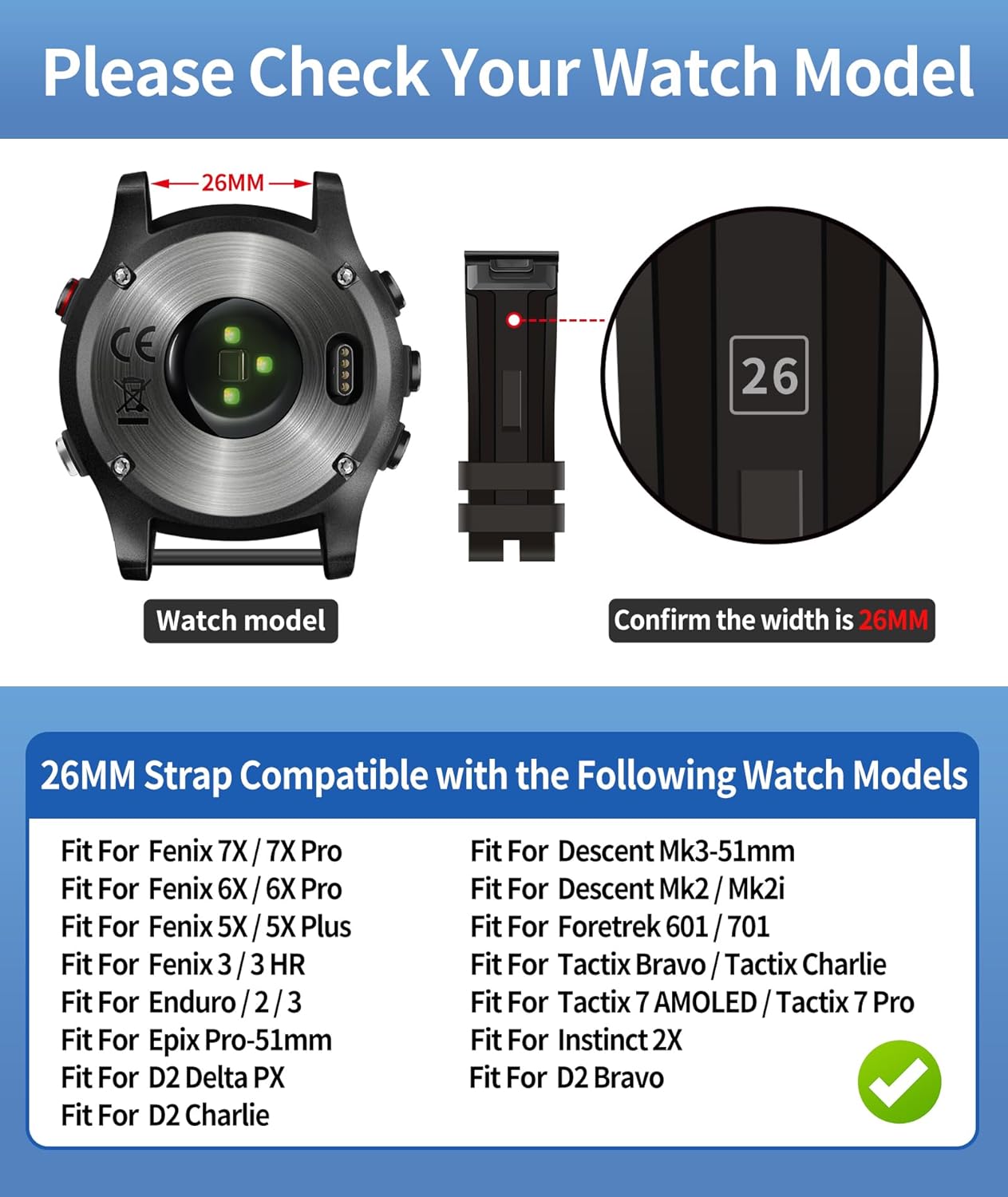 BINLUN Compatible with Garmin Watch Band 20mm 22mm 26mm, Heavy-Duty Braided 550 Paracord Nylon Sport Replacement Strap Design for Quickfit Fenix/Fit for Forerunner/for Instinct/for Quatix/for MARQ - Image 6